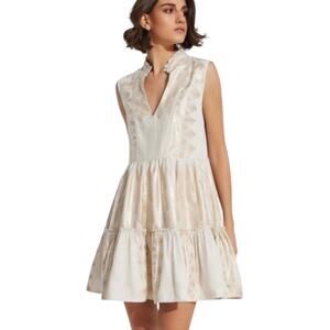 SALE! Kasia Cream and Metallic Gold Sleeveless Dress L